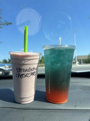 Strawberry Cheesecake Shake & bomb pop mega tea