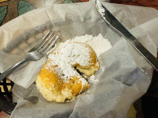 Sweet Thang beignet - filled with cream cheese, peaches, apples. It was hot and amazing!