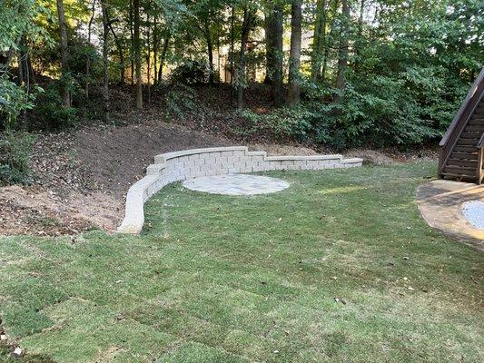 Retaining Wall with New Sod