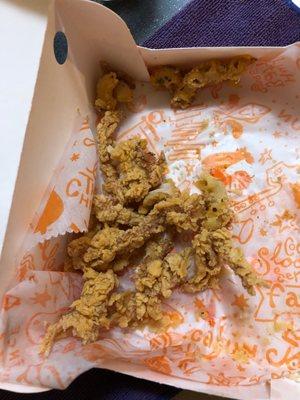 The amount of an edible chicken tenders in box number one