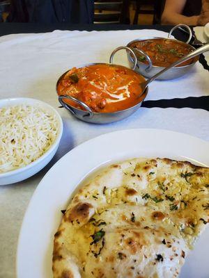 Naan, rice, Tikka, curry