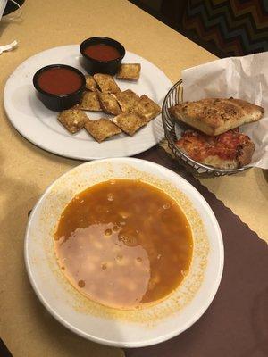 Fried Ravioli Pasta e Fagioli Soup