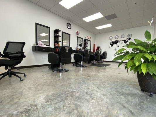 Clean and spacious layout of this new barbershop.