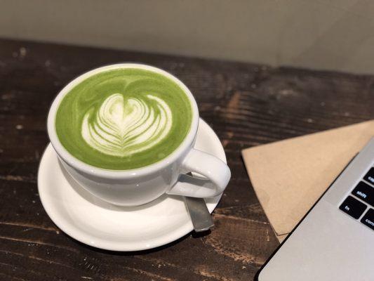 matcha latte with oat milk!