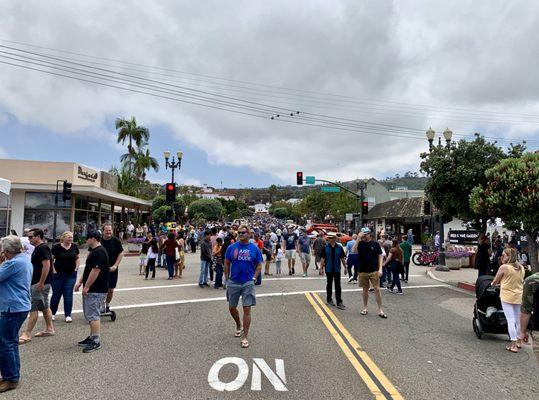 Avenida Del Mar was closed down for the car show.