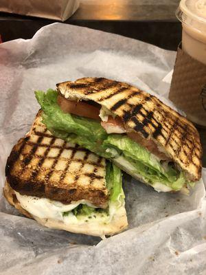 Turkey pesto & iced caramel latte