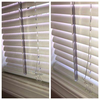 Blinds and window ceil before and after