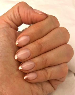 Chrome French tip gel manicure