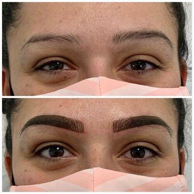 Before and after brows.