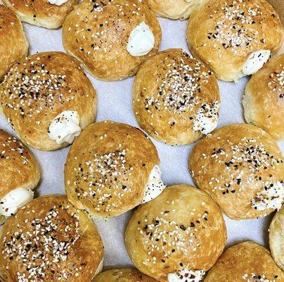 The perfect compliment to your morning brew -- our homemade Bagel Bombs filled with cream cheese.