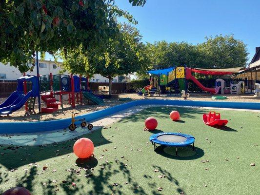 Two large playgrounds offer children lots of outside space to play!