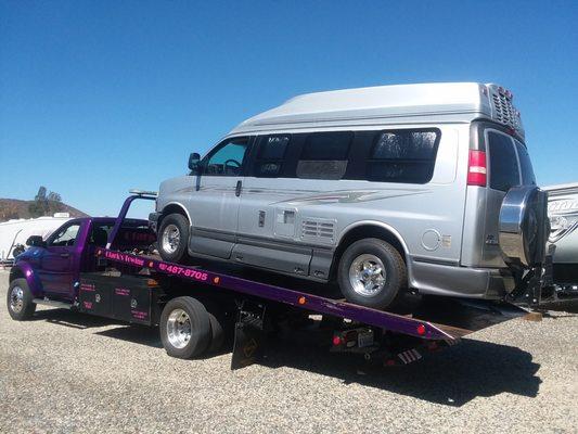 Loading up the van in our RV storage lot.