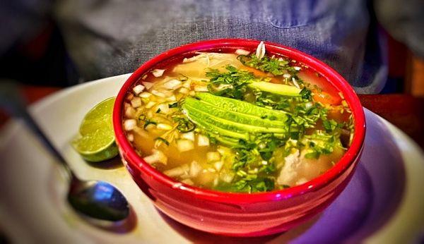 Caldo de Pollo, huge chunks of chicken, delightful array of veggies, fresh bright herbs and from scratch broth 1/3/23