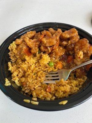 Orange chicken/fried rice lunch