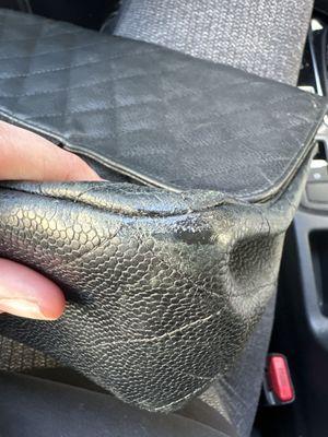 Horrible attempt at leather paint on a very high end bag