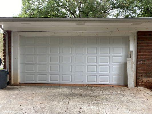 Garage door outside.