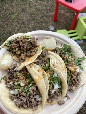 Four carne asada tacos