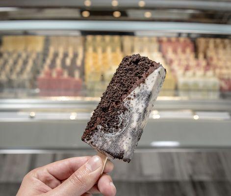 Oreo Cookies & Cream Paleta dipped in Dark Chocolate & topped with Oreo Cookie Crumbs