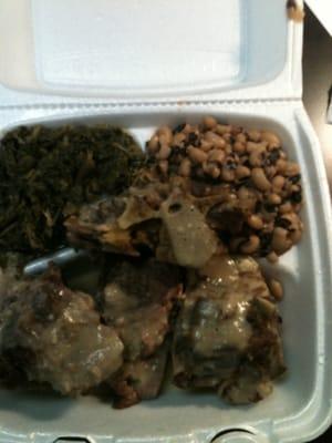 Neck bones and Gravy, Greens and Black Eye Peas....YUM!!!!!