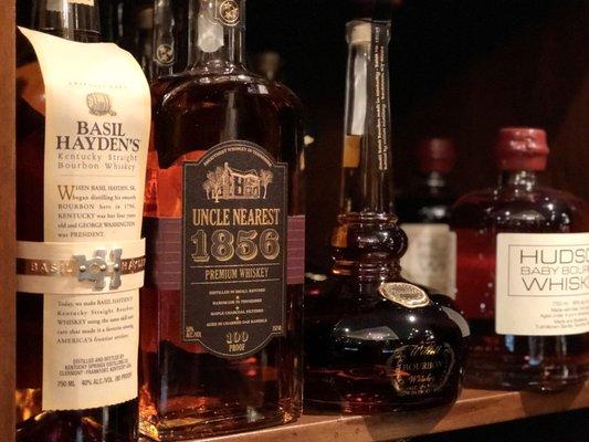 High-end selection of premium domestic Rye and Whiskeys