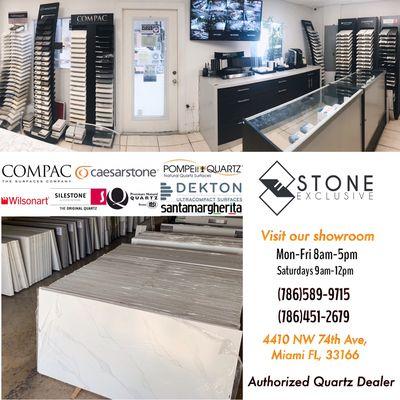 Authorized Quartz Dealer. We work with brands like Silestone, Caesarstone, Dekton, Pompeii Quartz, Compac, Wilsonart and so many more.