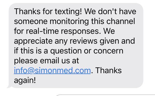 Automated response from SimonMed.