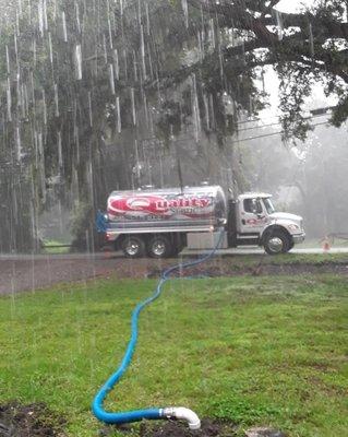 Even in inclement weather . Quality Septic handles business.