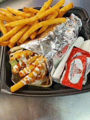 Lamb gyro with fries