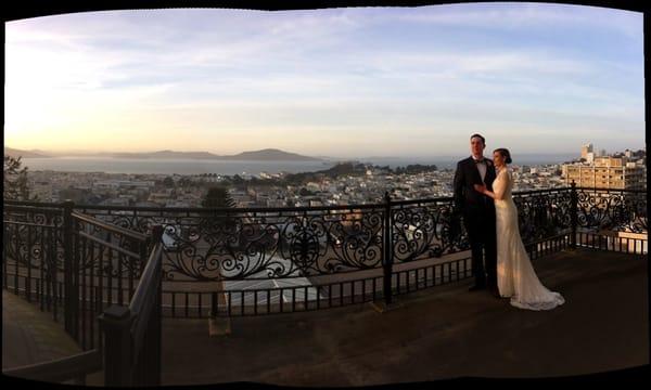 Panoramic view from the balcony, after a wedding ceremony.