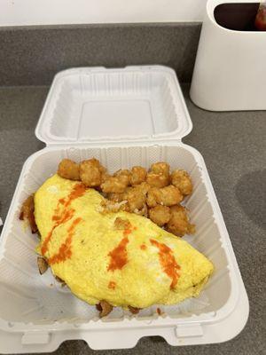 Bacon Omelette with tots