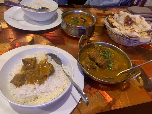 Goat curry and naan.