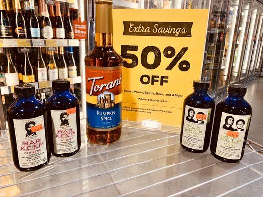 50% off Torani pumpkin spice and some Chinese bitters