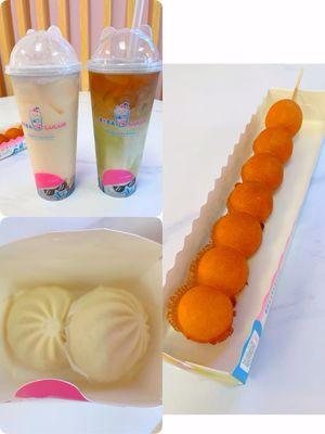 Boba, waffle pop and spicy pork steak buns