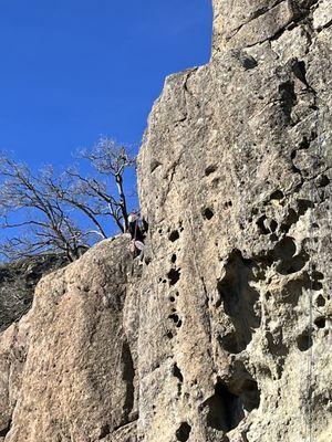 Girl rock climbing 1/1/22