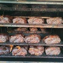 Pork butt coming out of the smoker for the catering job