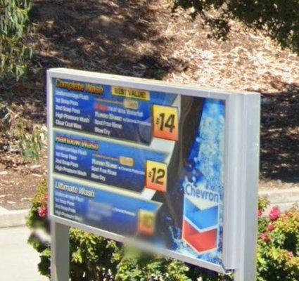 Chevron Car Wash List.