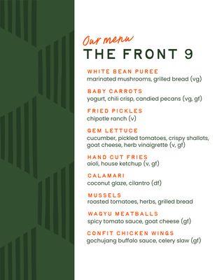 Our Menu - The Front 9 (small plates)