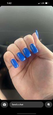 Worst place to go for nails. They wouldn't listen to my daughter..she wanted blue tips...ends up with these platypus looking nails