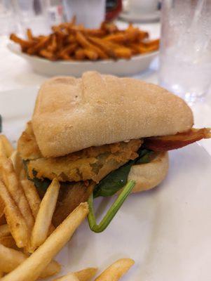 Fried green tomato BLT and sweet potato fries.Thw best I have tasted!