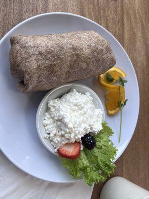 Breakfast burrito with cottage cheese