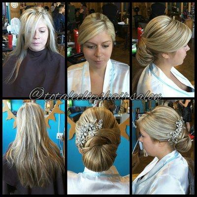 Bridal updo on beautiful bride to be done by Frank.