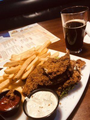 Chicken Tenders Caribbean Jerk Seasoning and Hazelnut Beer, really good!