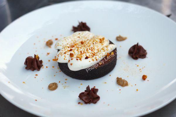 Chocolate Tart ($14) - Sunflower praline paste, chocolate cremeux, malt whip, honeycomb candy. It's OK