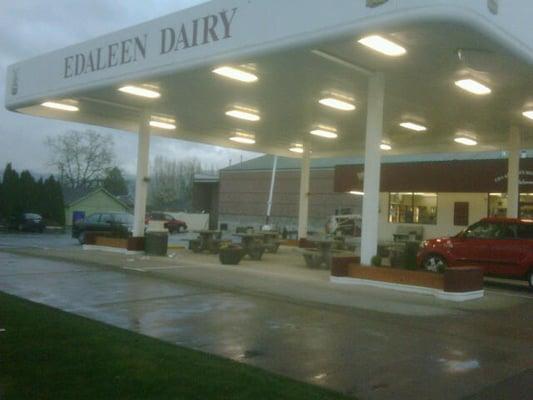 Enjoy your ice cream cone in our beautiful covered patio area