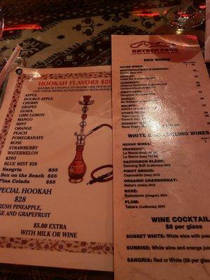 Menu Hookah/Drink Menu