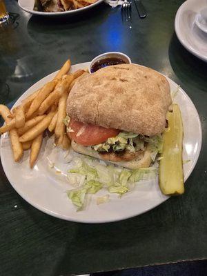 CABA (chicken, bacon, lettuce, tomato, and avacado) with fries