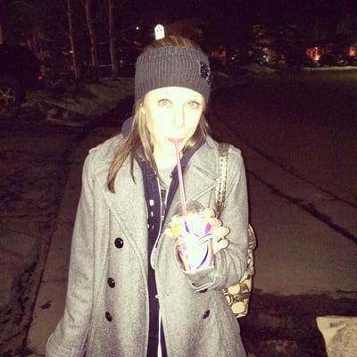 Banana slurpee in the snow!