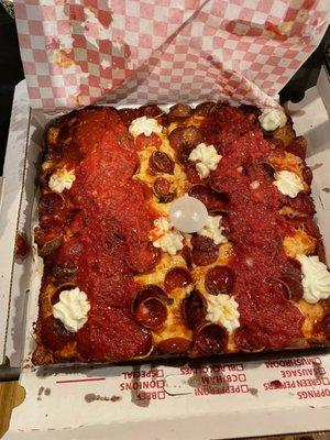 12x12 Build Your Own Detroit Style pepperoni w/ricotta it was incredible!