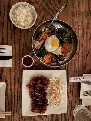 Bibimbap (vegitarian) and Chicken Katsu