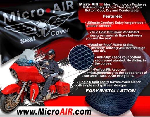 MicroAir seat cover, best 3D net that protects the rider from wetness on the seat. Resistant, easy to install